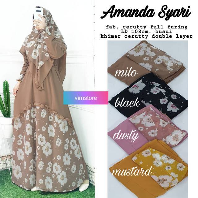 SYARII MOANA GAMIS AMANDA SYARI +KHIMAR CERUTI BY VINSTORE