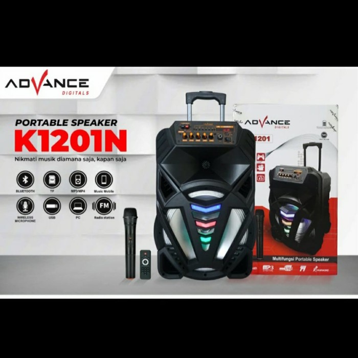 Advance K1201N  Speaker Bluetooth Portable 12Inch Doble Mic Wireless