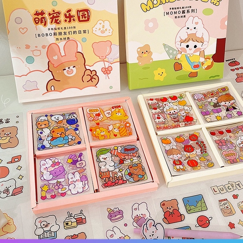 

(1 lembar) momo Stiker Aesthetic Design DIY/Stiker Anti Air Botol Hp Laptop Lucu/Buku Diary Stiker Motif