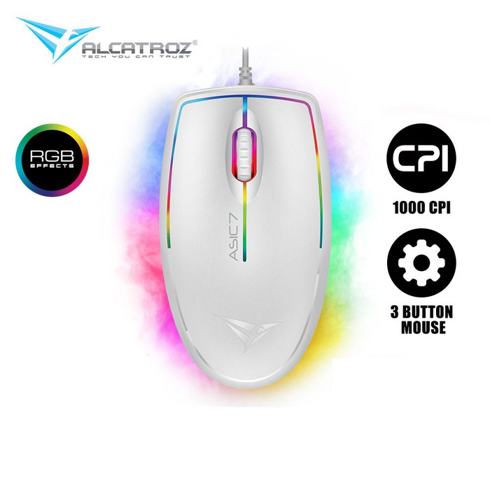 Mouse Gaming Asic 7 RGB FX 1000CPI Wired putih