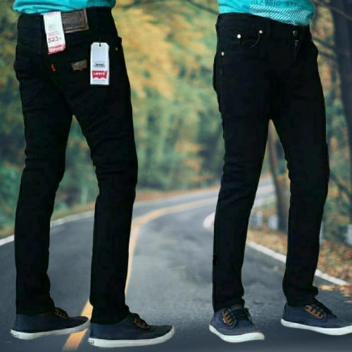 Celana jeans pria - slim fit hitam pekat Naomi