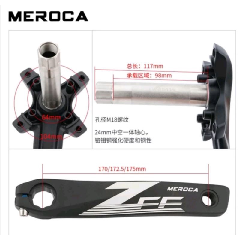 Meroca Zee Arm Crank HT2 BCD 104 Crankset Hollowtech 2 BCD 104mm Crank Set Sepeda