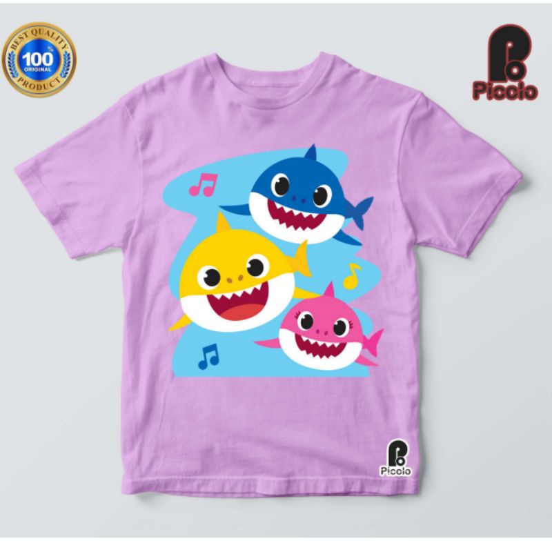 Kaos T-shirt Lengan Pendek Motif Print Kartun Baby Shark Untuk Anak Laki-laki / Perempuan