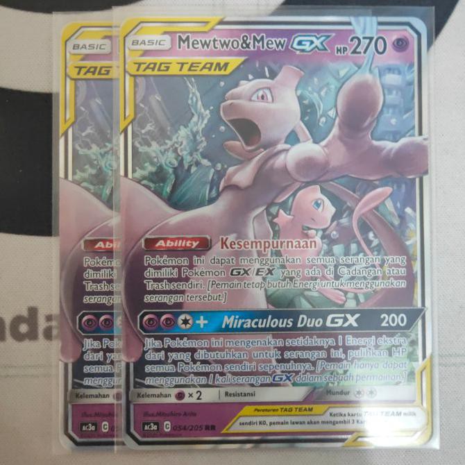 Mewtwo Mew GX RR Tag Team Pokemon Tcg indonesia Mew3