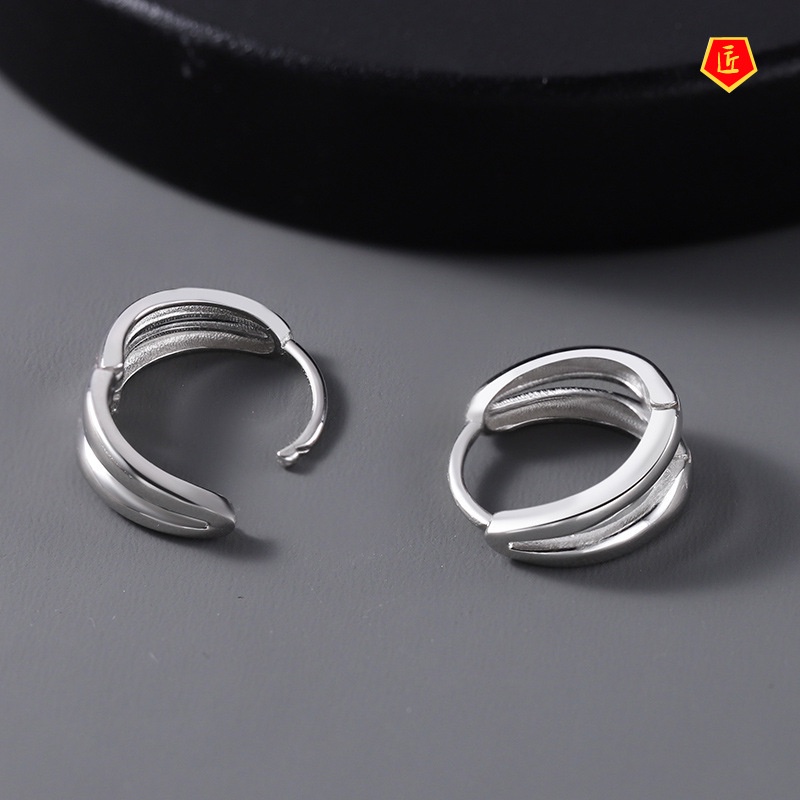 [Ready Stock]Niche Personality Silver Stud Earrings for Men