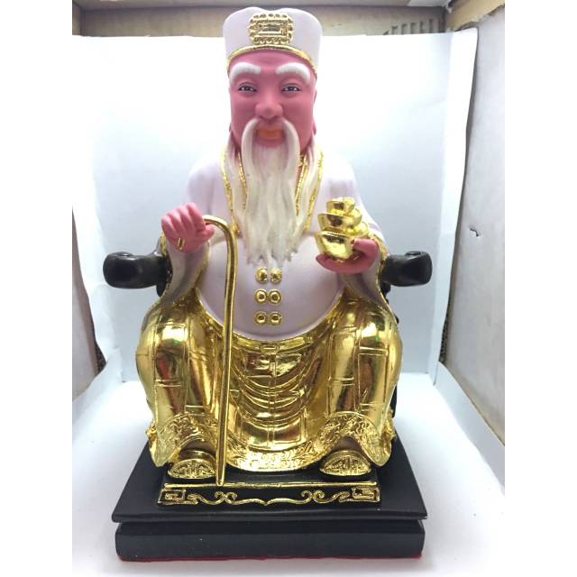 Patung Datuk Dewa Bumi Fiber uk 12in Rekomended Baju Putih