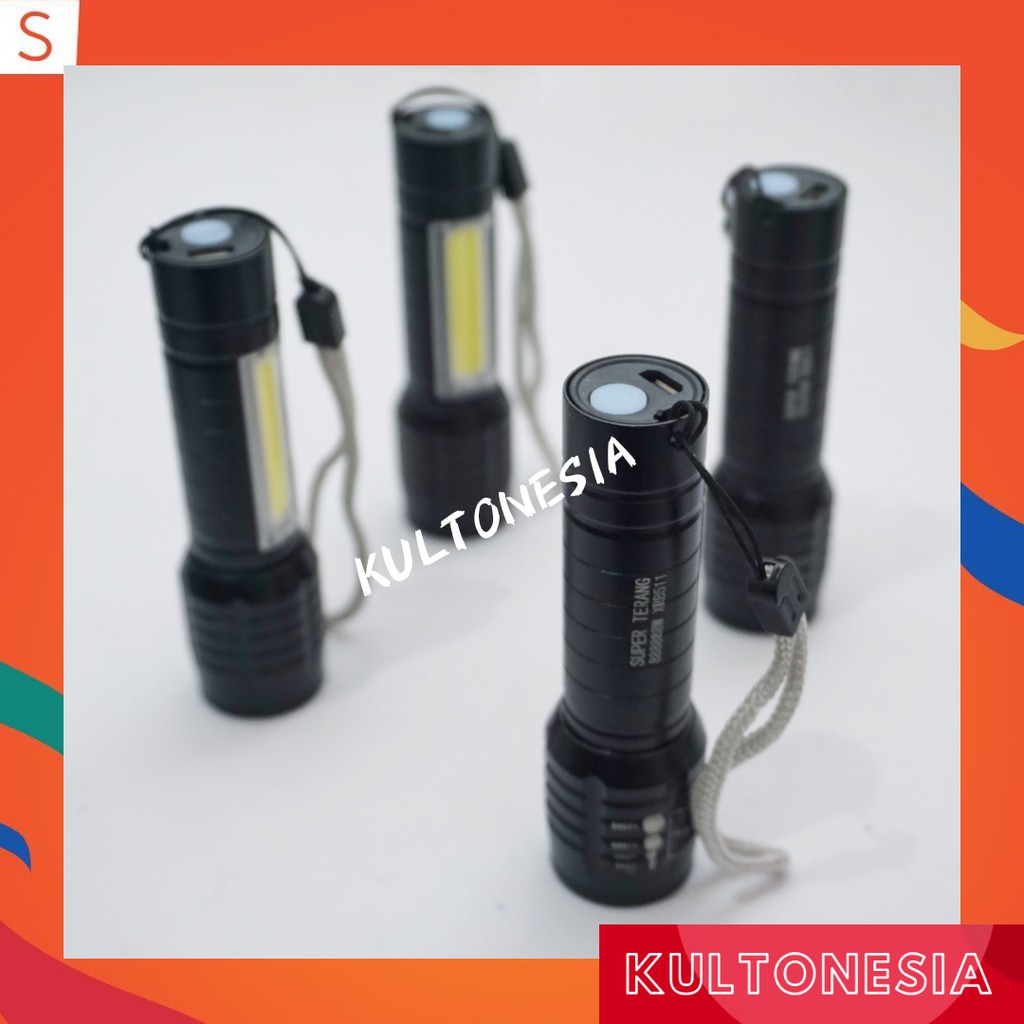 Senter XPE USB cob mini usb recharger zoom led