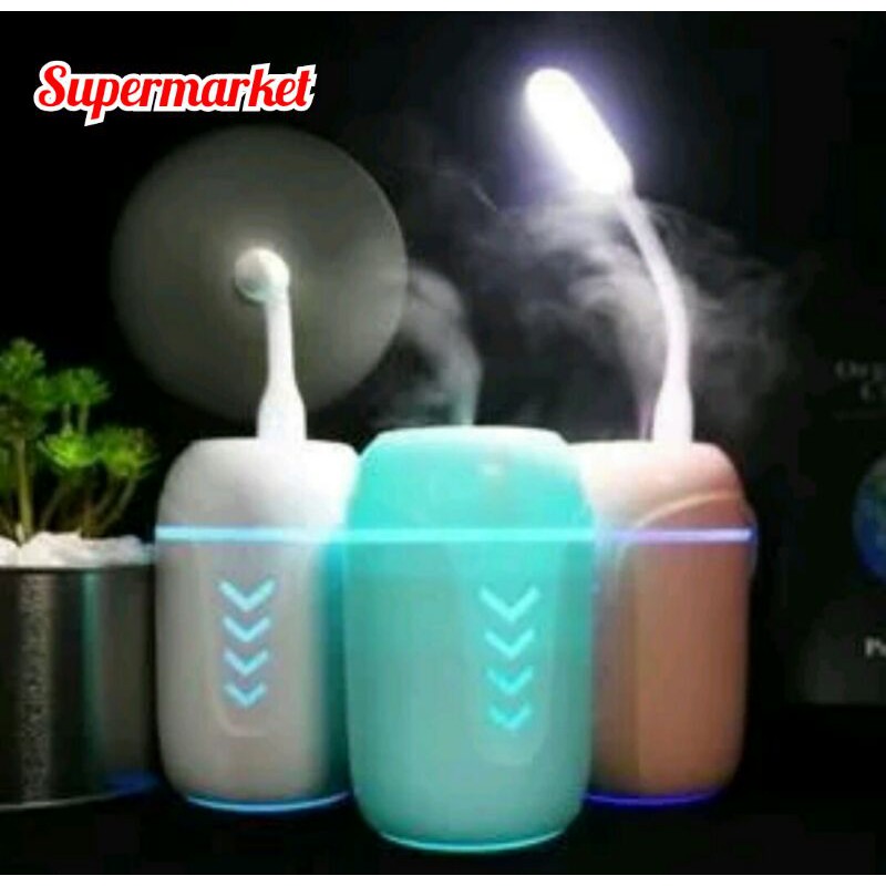 Air Humidifier Aroma Terapi Pelembab Pewangi Ruangan 3in1 USB Mini Fan