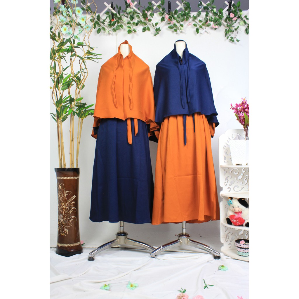 Gamis anak tanggung BILQIS moscrepe kancing 3 set Khimar