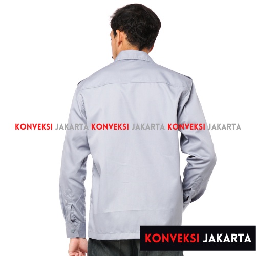 Baju Kemeja PDL Lengan Panjang Pria - Seragam Pakaian Kerja Dinas Lapangan Outdoor Gunung Warna Abu - Konveksi Jakarta Official