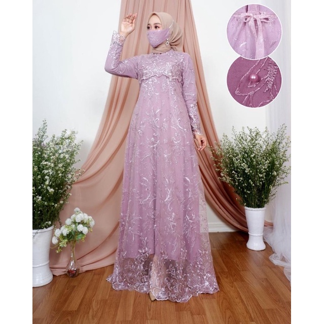NEW  GAMIS PESTA > KEBAYA TULLE - GAMIS BROKAT TULLE RATU BY - JANNAH KEBAYA