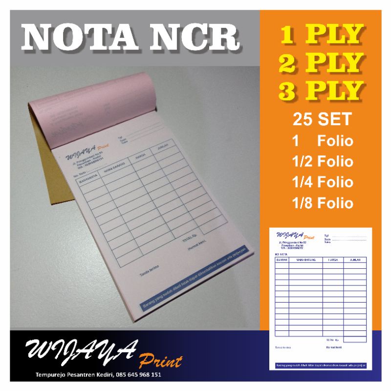 

Nota NCR 1ply 2Ply 3 Ply