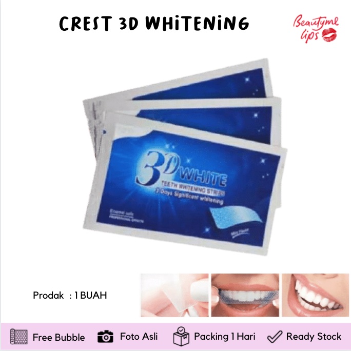 CREST 3D PEMUTIH 2 strip/pcs Strip Gel Pemutih Gigi 3D whitening teeth (1 atas 1 bawah) / 1 SACHET 2 Strip Pemutih Gigi 3d Warna Putih Unt Kebersihan Mulut/Hygiene Teeth 3D Whiten Tools Teeth Whitening