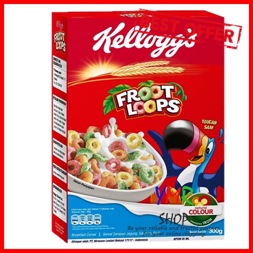 Kelloggs Froot Loops 300Gr Sereal Buah Buahan Aneka Warna Warni Gandum Import Halal Sarapan MUI