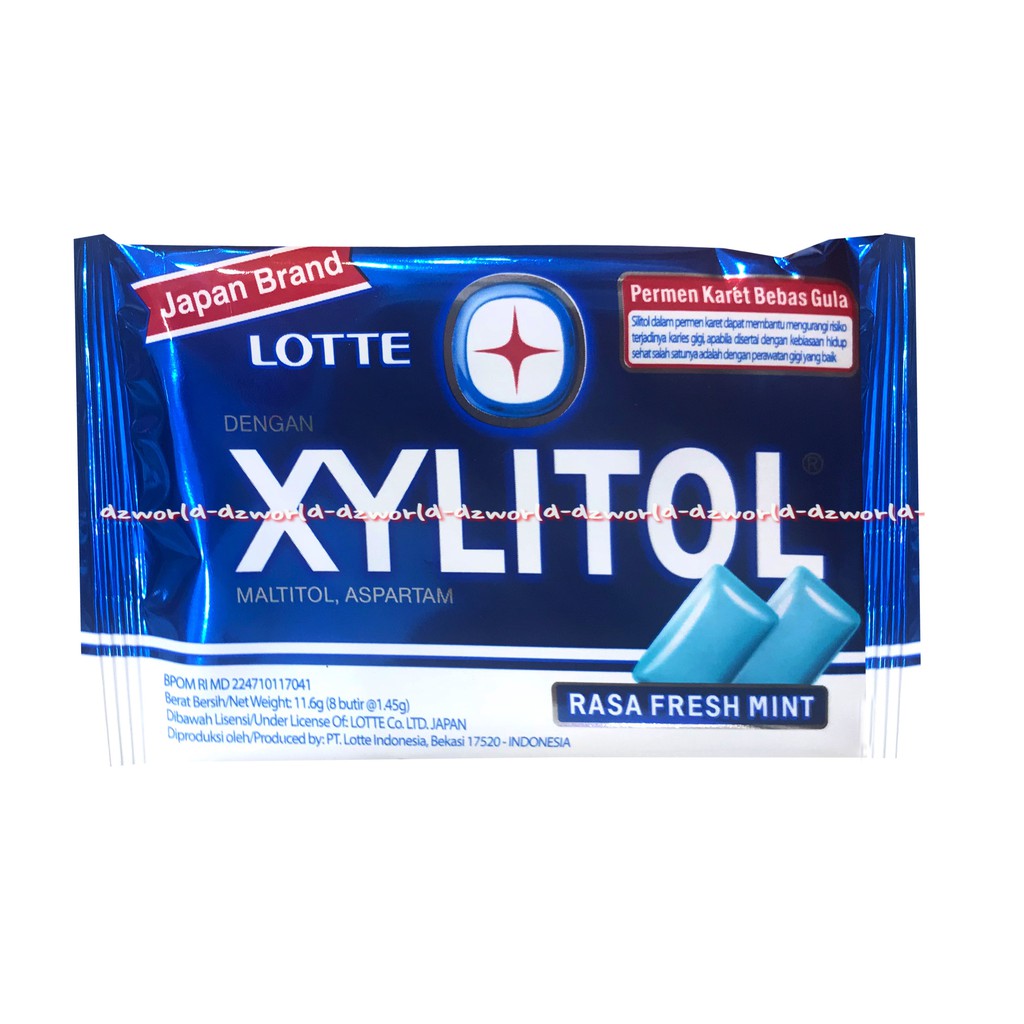 Lotte Xylitol 45gr Rasa Blueberi Mint Fresh Mint Permen Kunyah Permen Karet Rasa Mint Lote