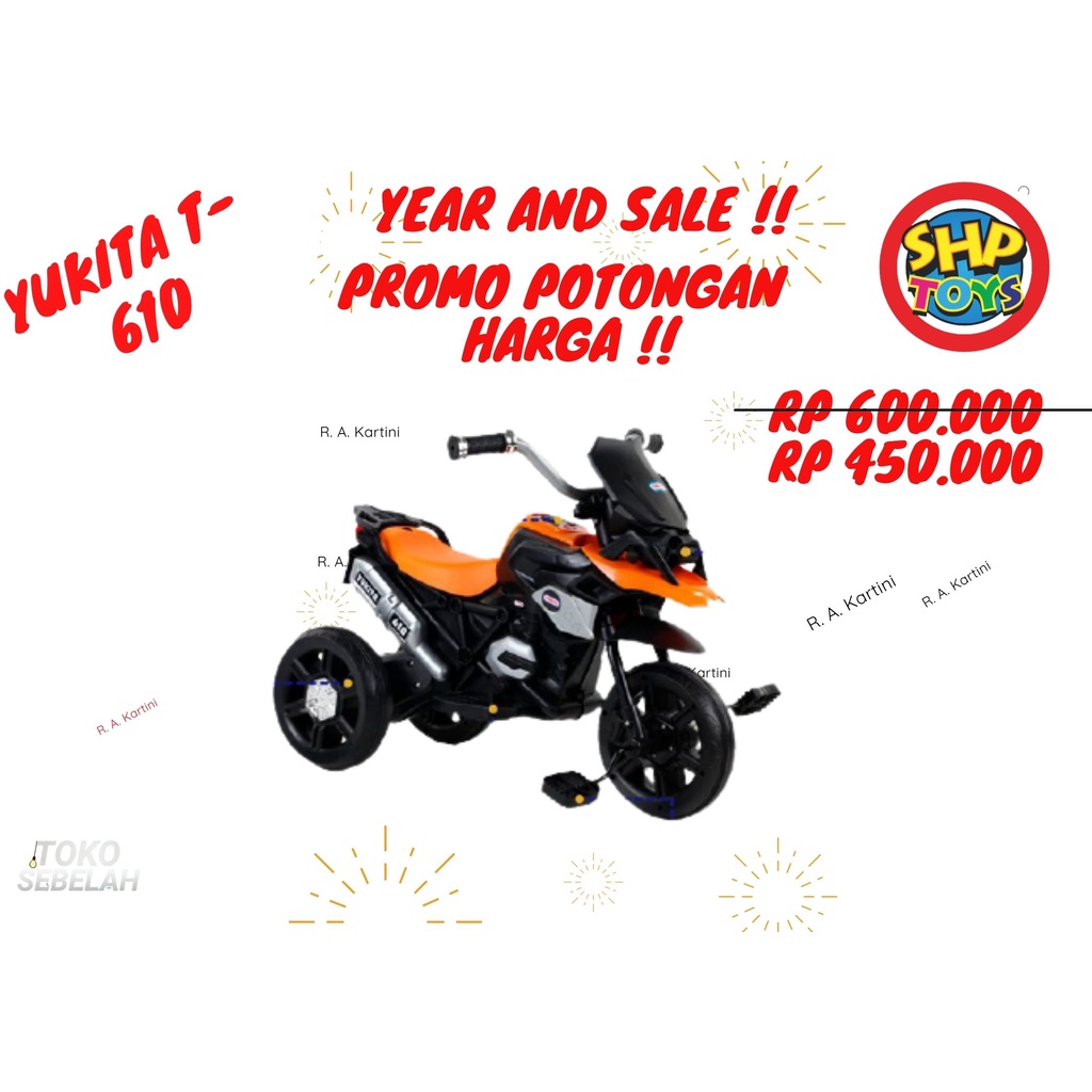 SEPEDA RODA TIGA ELECTRIC ANAK 2 FUNGSI YUKITA T-610 - Orange