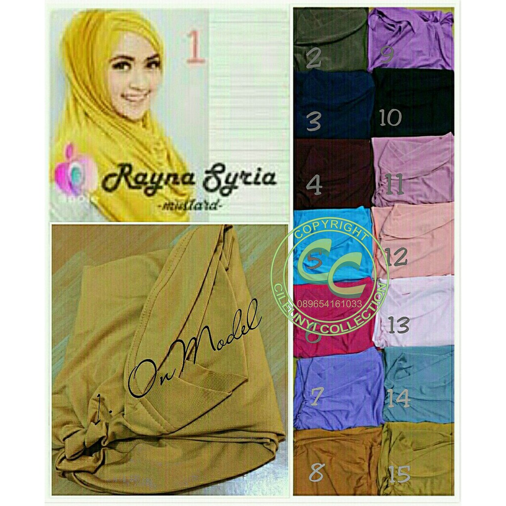 Rayna Premium Hijab Jilbab Instant Syria Rayyna / Hijab Kerudung Instan Jersey Rhayna Non Pet Silang