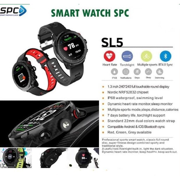 SPC Smart Watch SL5 Waterproof Multiple Sport Mode Ori Garansi Resmi