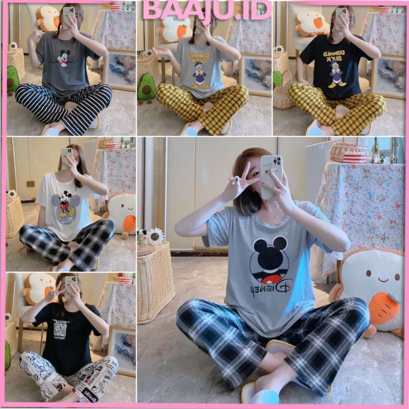 Baaju.id Baju Setelan Piyama Import Jumbo Big Size Baju Rumah Baju Tidur Wanita KR1001