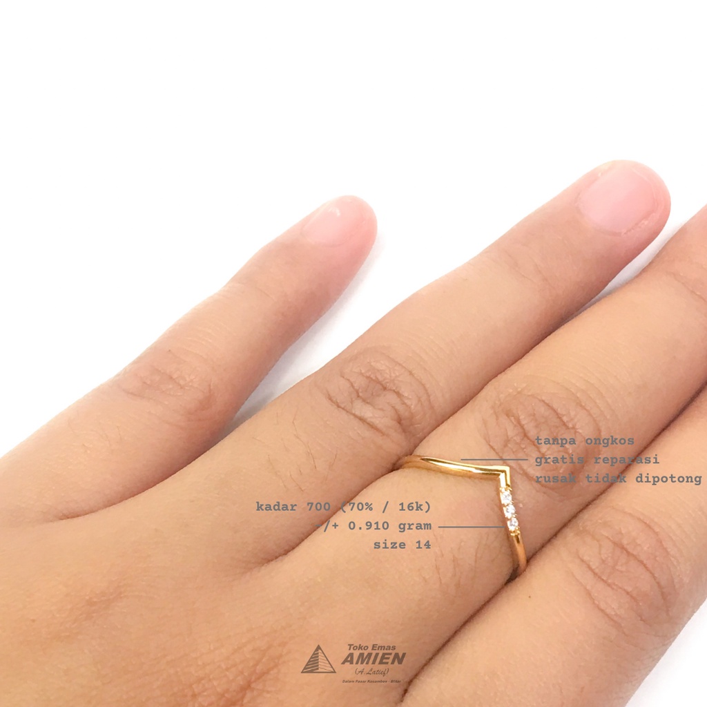 Toko Emas Amien Cincin Emas Asli AYU Kadar 700 (70% / 16K) 0.910 Gram - Cincin Listring V