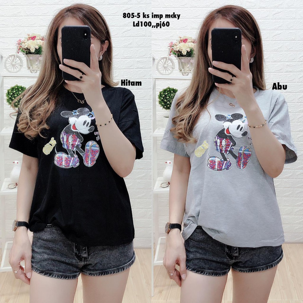 ATASAN KAOS WANITA FASHION IMPOR KATUN MICKEY KS 805-5