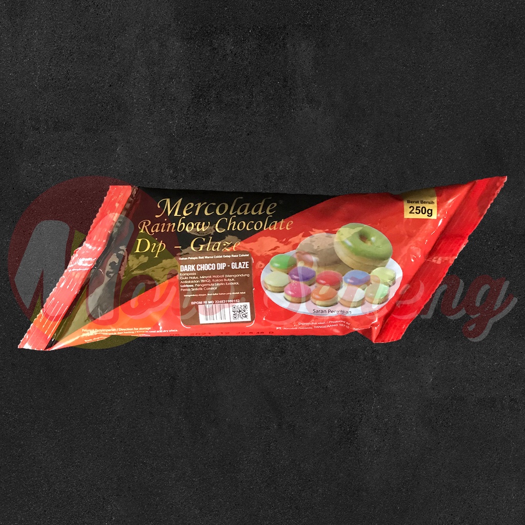 Mercolade Dip Glaze Donat Dark Choco Coklat Rainbow Chocolate