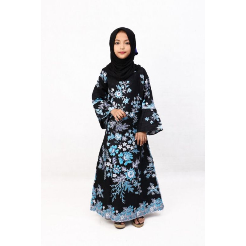 PROMO BATIK COUPLE KELUARGA SARIMBIT sania ruffle batik ori ndoro jowi motif CIBULAN BIRU-GAMIS ANAK