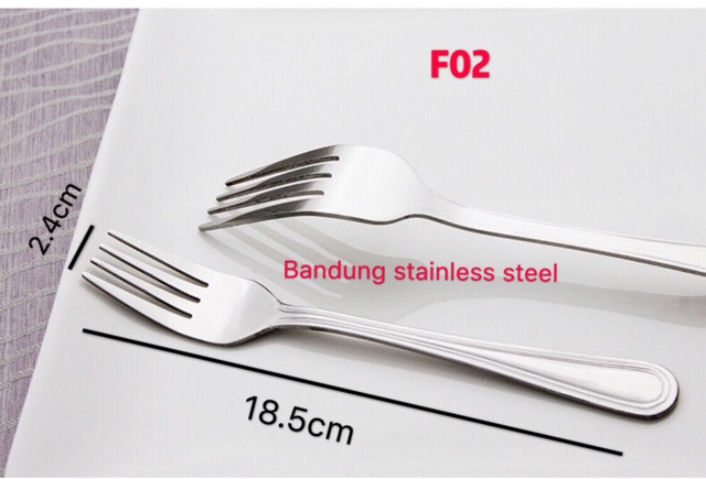 3 pcs f01 f02 garpu makan besar fork tebal stainless steel elegan garis