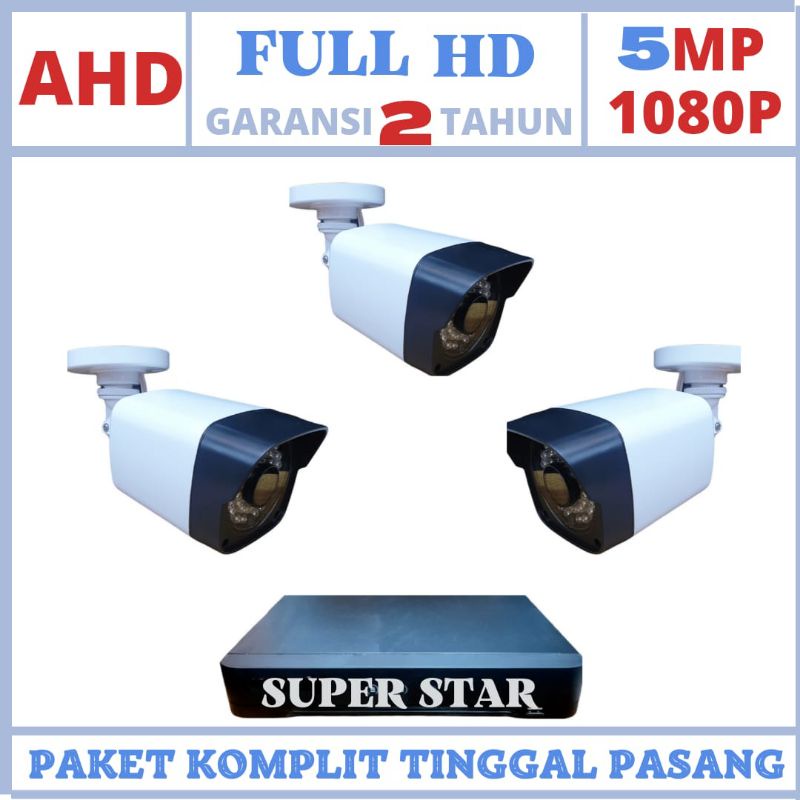 Paket cctv 3 kamera outdor 5mp 1080p ir sony full hd