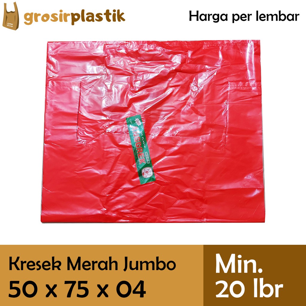 [LBR] Grosir Plastik Kantong Kresek ANGGREK 50 x 75 x 04 Merah Tebal GK40 - Grosir Plastik