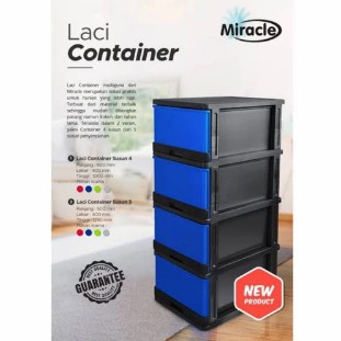 RAK CONTAINER SUSUN 4 MIRACLE KONTENER LEMARI LACI PLASTIK KABINET