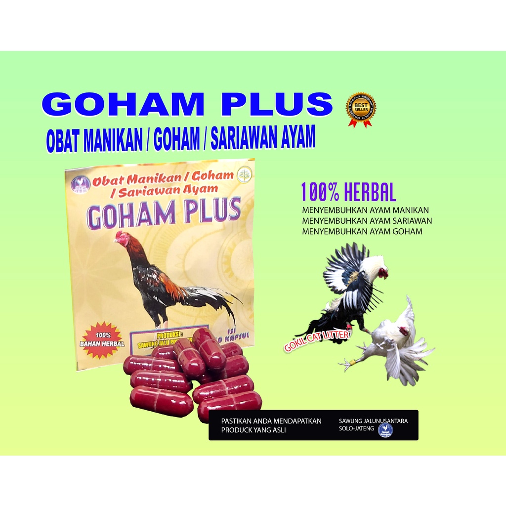 GOHAM PLUS-OBAT GOHAM-ANTI GOHAM-AYAM-OBAT SARIAWAN AYAM-(OBAT,DOPING,VITAMIN,AYAM ADUAN)