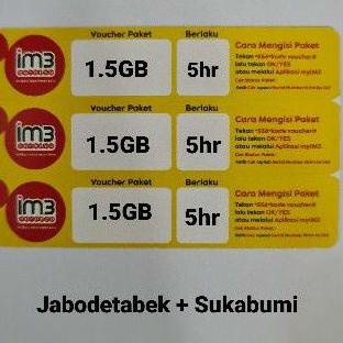 Indosat 1.5GB 5hr Jabodetabek+Sukabumi FRC isi 3pcs G41S
