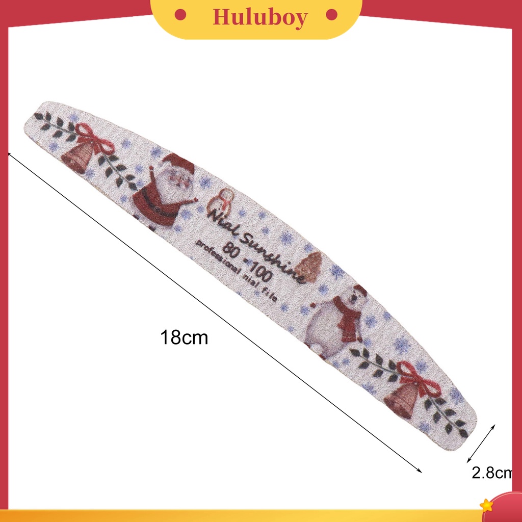 Huluboy Huluboy♡ Alat Kikir Kuku Bentuk Setengah Bulan Motif Print Natal Warna-Warni Untuk Manicure Wanita