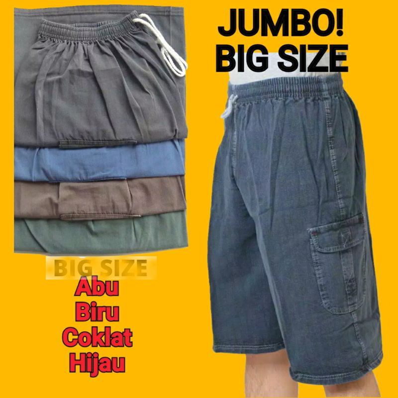 Celana Pendek Pria Kolor Cargo Semi Jeans BIG SIZE JUMBO polos Casual Gaya Polo Ufc Nyaman Buat Santai