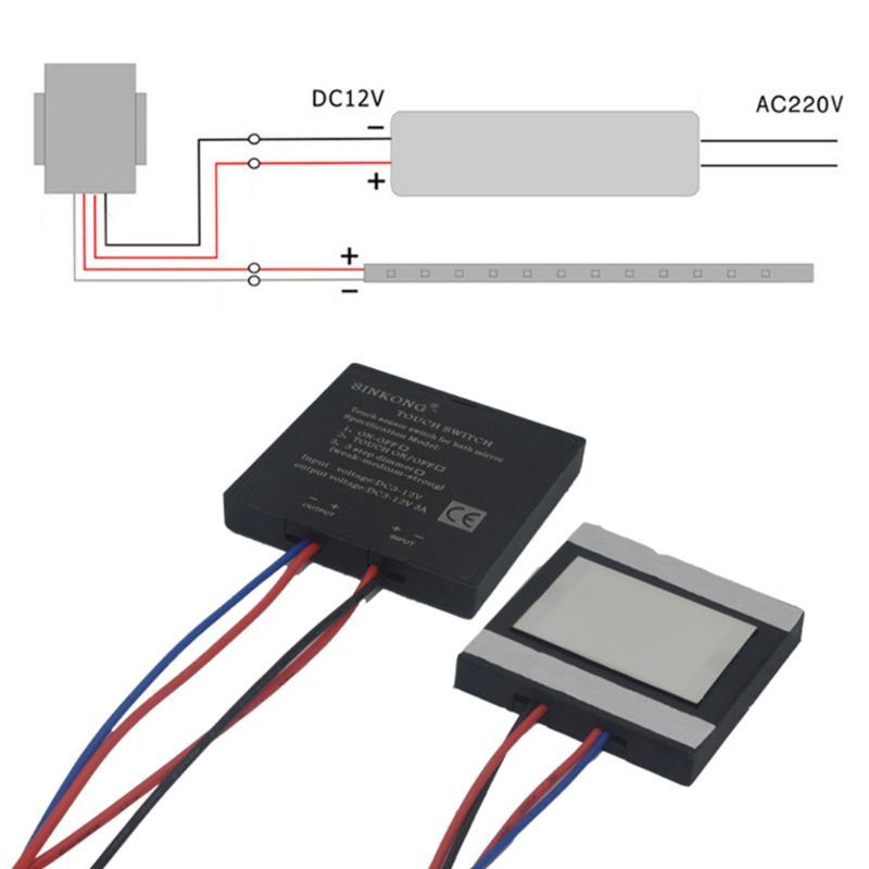 Saklar Sensor Sentuh 5-12V Untuk Lampu LED Cermin Kamar Mandi