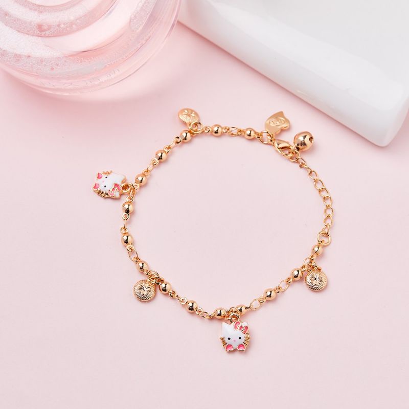 Gelang Anak Fashion Hello Kitty Warna Emas Gelang Anak Titanium Hello Kitty