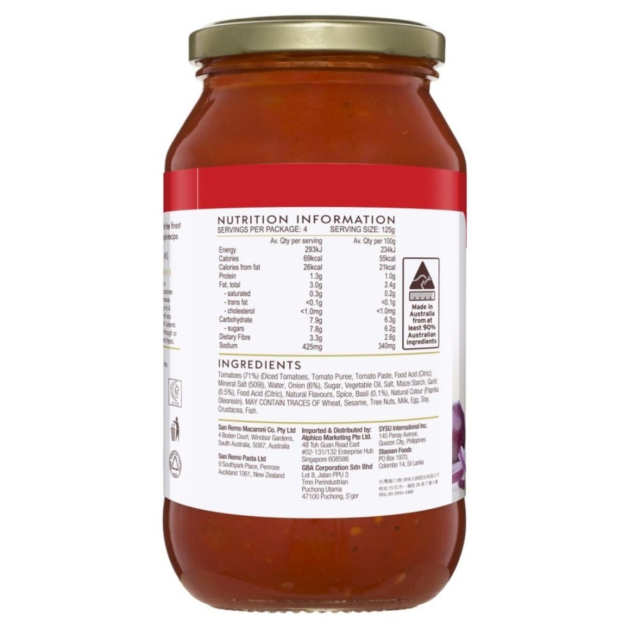 SAUS PASTA SAUCE NAPOLITANA SAN REMO 500GR