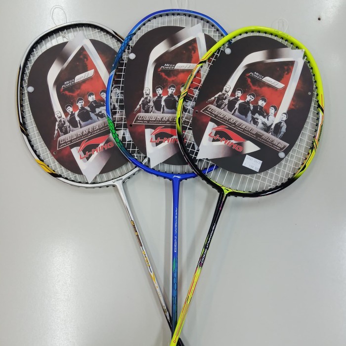 raket racket reket badminton bulutangkis lining li ning + senar + tas