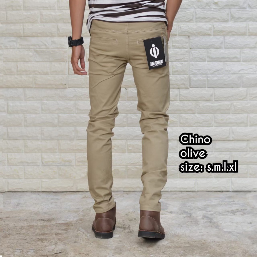 CHINO IN ONE BIG SIZE ORIGINAL Celana Chino Panjang Pria jumbo warna Olive Seri Art INCB613