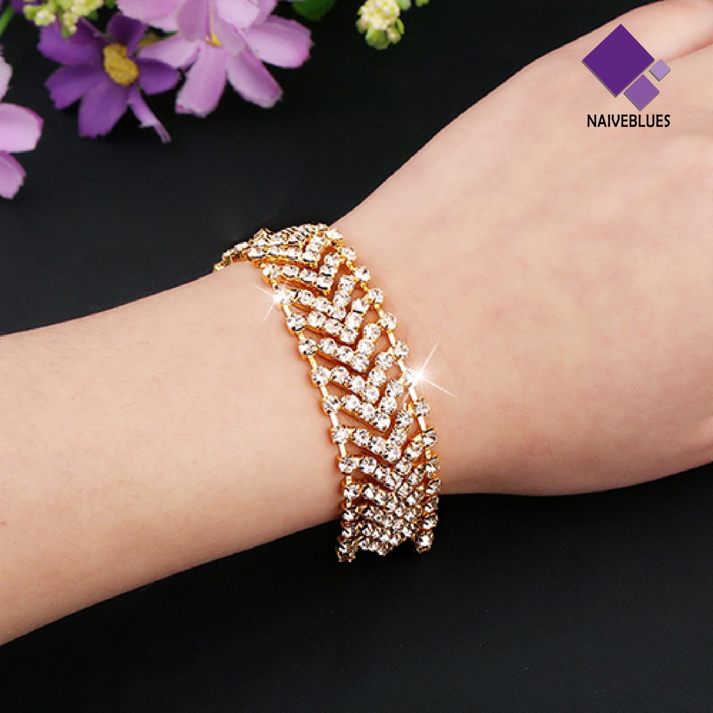 Gelang Multilayer Handmade Bahan Alloy Aksen Berlian Imitasi Untuk Pesta