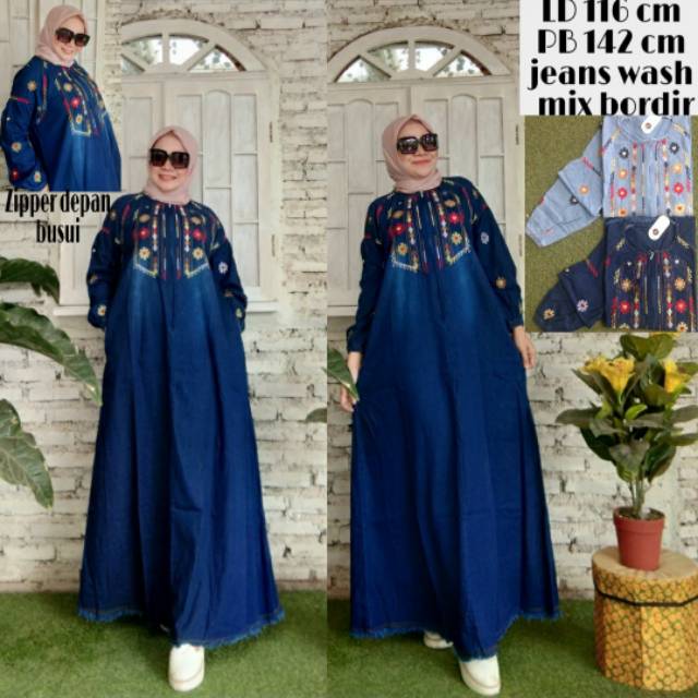 Gamis Jeans Bordir