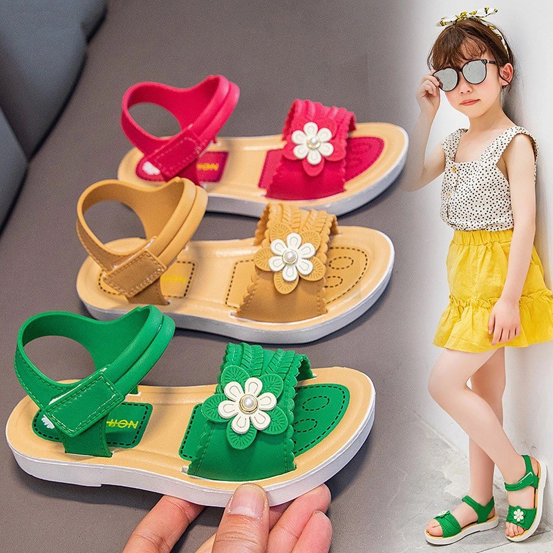 NK - S108 / Sepatu Sendal Anak Cewek Import / Sandal Anak Perempuan Motif Bunga / Sendal Anak Import