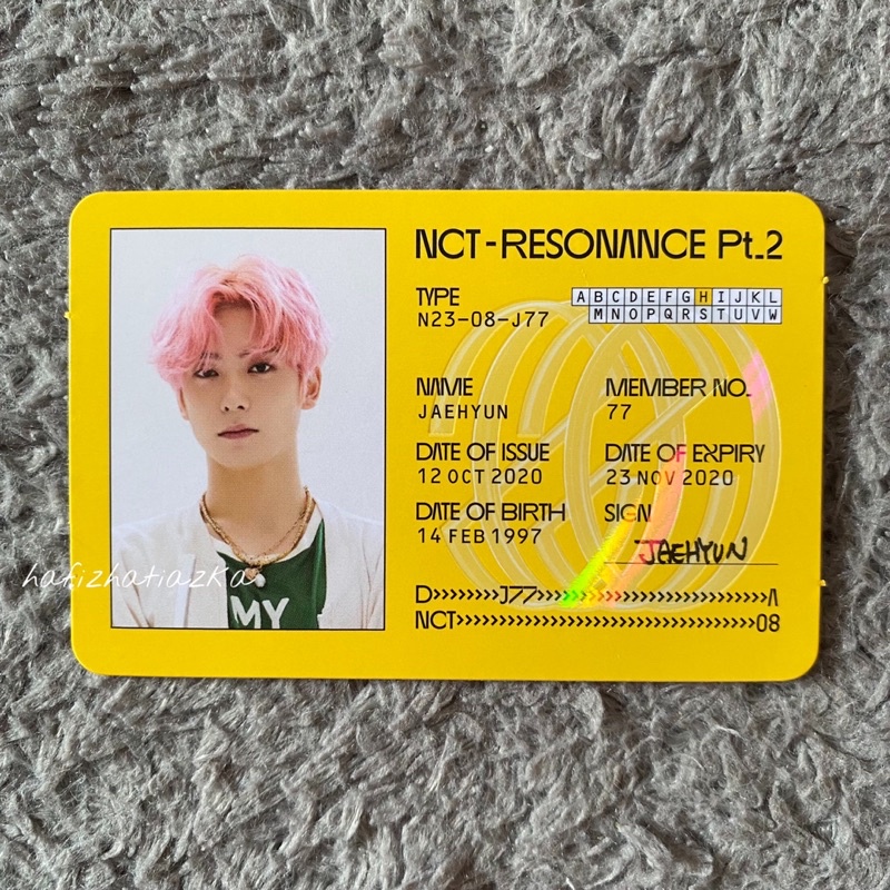 NCT 2020 RESONANCE PT.2 JAEHYUN OFFICIAL ID CARD PC (DEPARTURE VERSION)