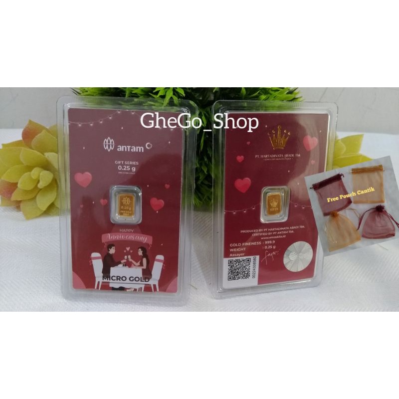 Logam Mulia Emas Antam Hartadinata 0,1 0,25 gr 0.1 0.25 gram Microgold Micro Gold HRTA Gift Series H