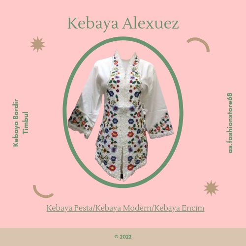 Kebaya Modern Kebaya Alexuez Kebaya Bordir Timbul Bunga-bunga Kualitas Premium Size S, 4XL, 5XL