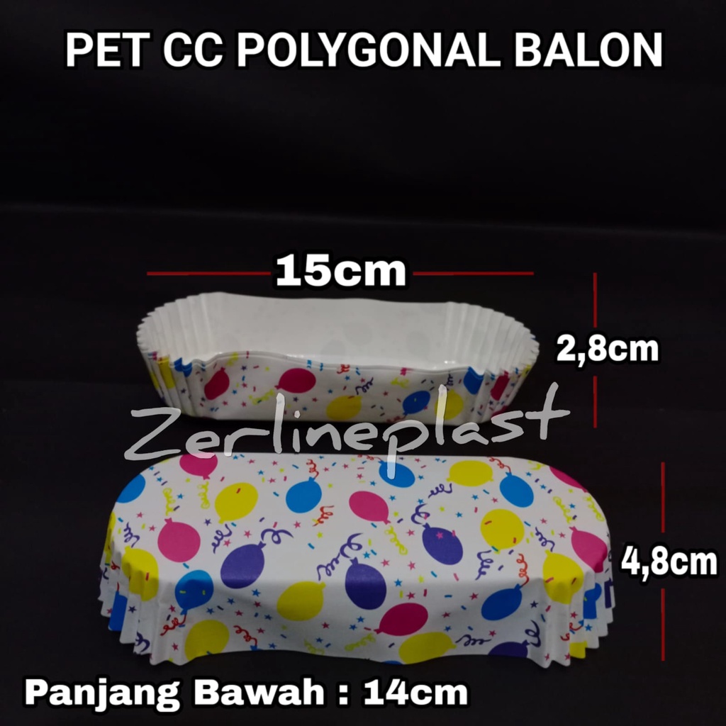 PET CC POLYGONAL / Cup Alas Roti Kue Bolu Laminasi Anti Lengket @200pcs