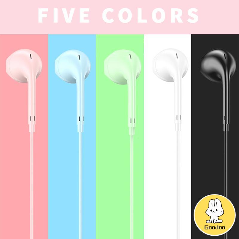 Kabel Asli Macaron Warna Headphone Berkualitas Baik 3.5mm HIFI Headset Over Ear 1.2mm Earphone -Doo