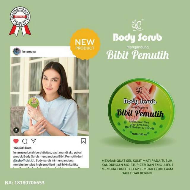 BODY SCRUB BIBIT PEMUTIH SYB BPOM - BODY SCRUB PEMUTIH BADAN