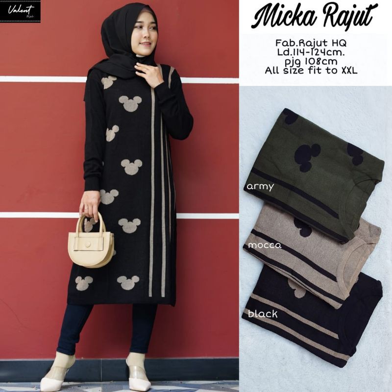 mickey rajut ori valent baju atasan wanita kekinian tunik jumbo ld 130 tunik rajut import